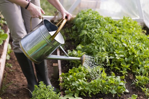 Garden volunteers sorting recycling and garden waste